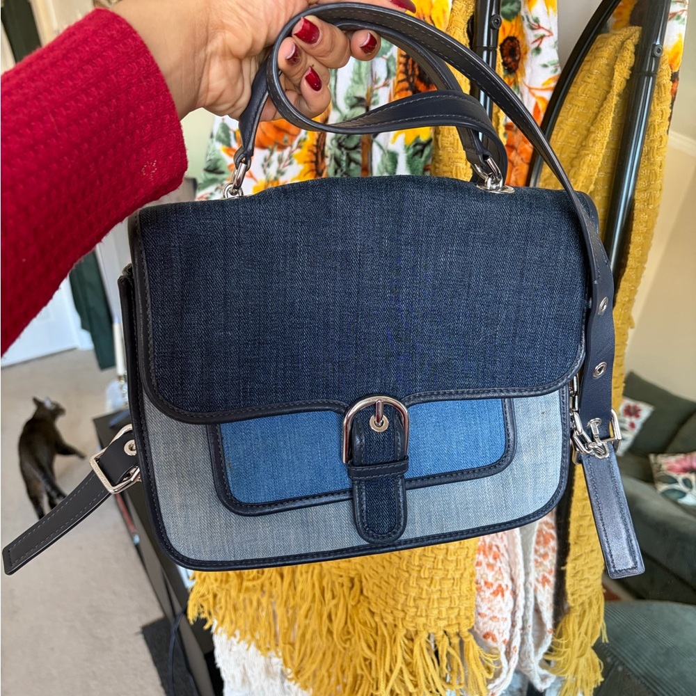 Michael Kors Dark and Light Blue Denim Satchel